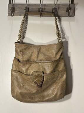 Pour la Victoire tan leather tote hobo tote handbag purse 15x15x2
